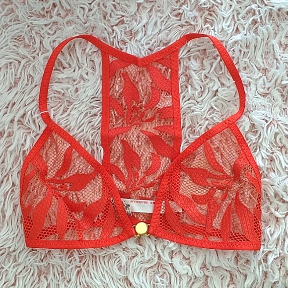 Free People Other - 🏵️NWT FP coral red lace bralette